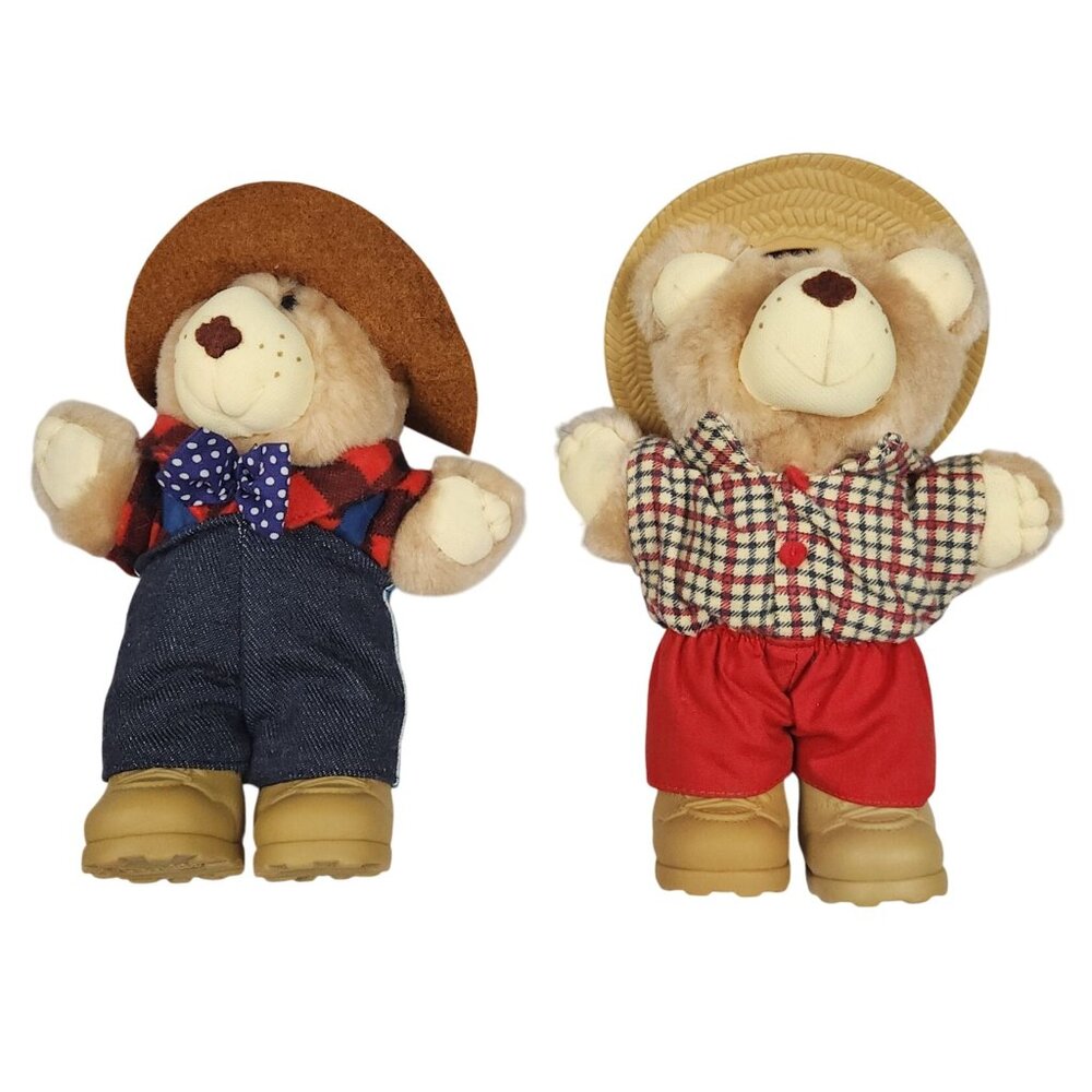 Vintage Wendys Boone & Farrell Furskins Country Farm Bear Set of 2